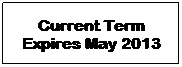 Text Box: Current Term Expires May 2013
